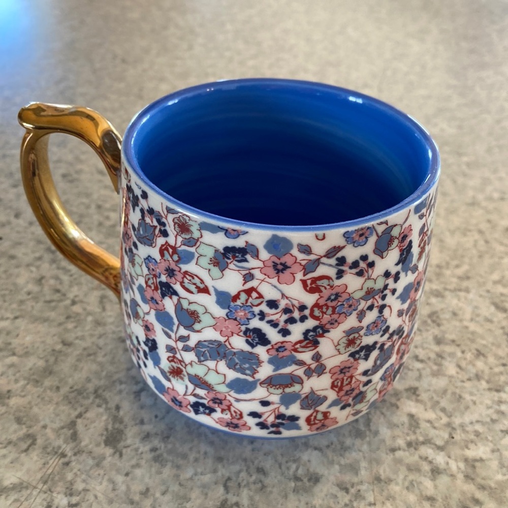 Liberty for Anthropologie Blue Bonnie Bloom Floral Mug
